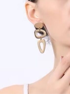 Modern Gold Abstract Geometric Dangle Earrings